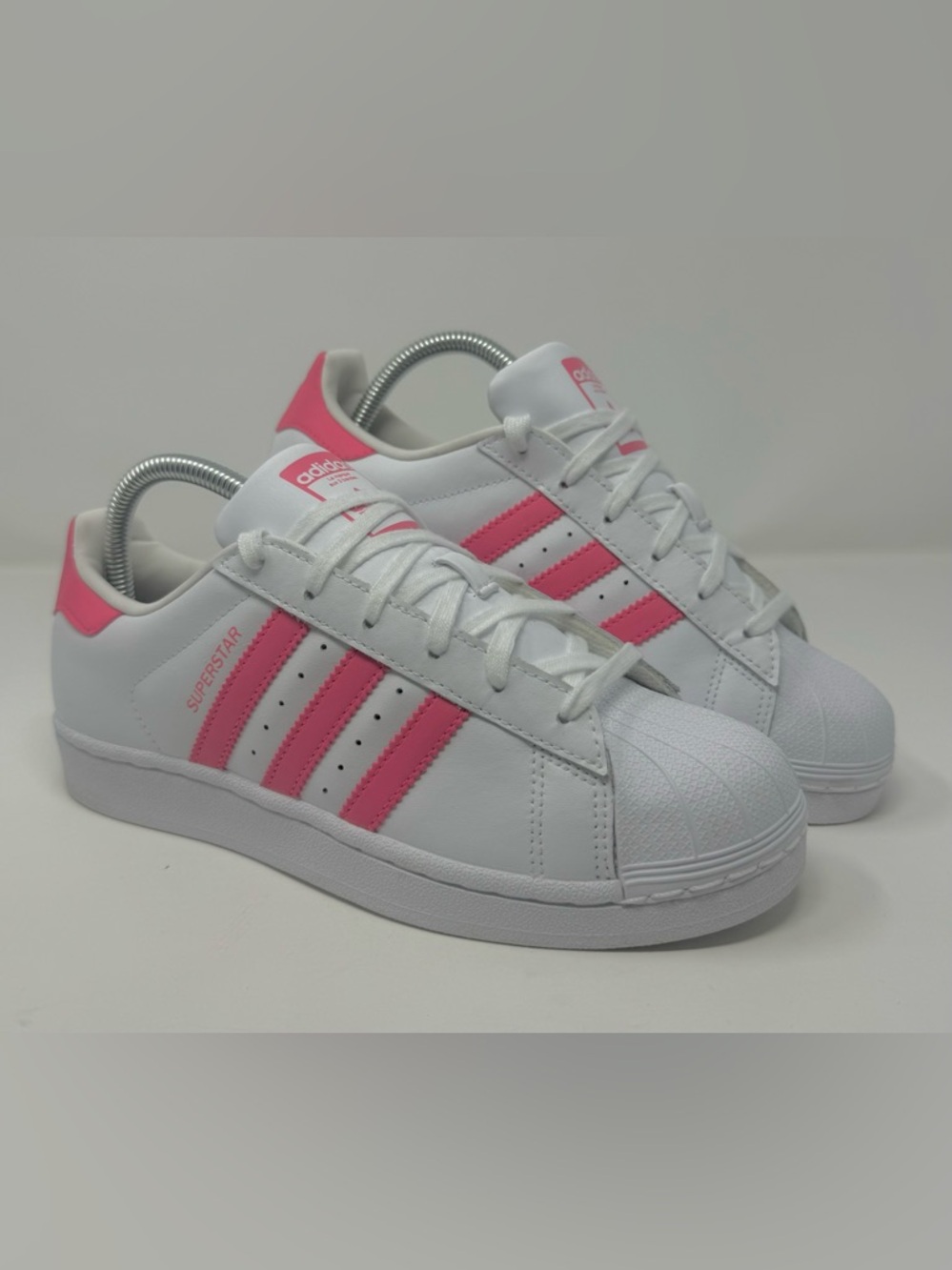 adidas White and Pink Superstar Women's Sneakers